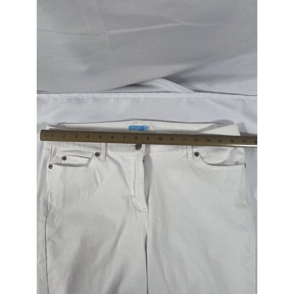 J. McLaughlin Jeans White Stretch Denim Crop Gold Hardware Size 12 Coastal - Picture 4 of 7